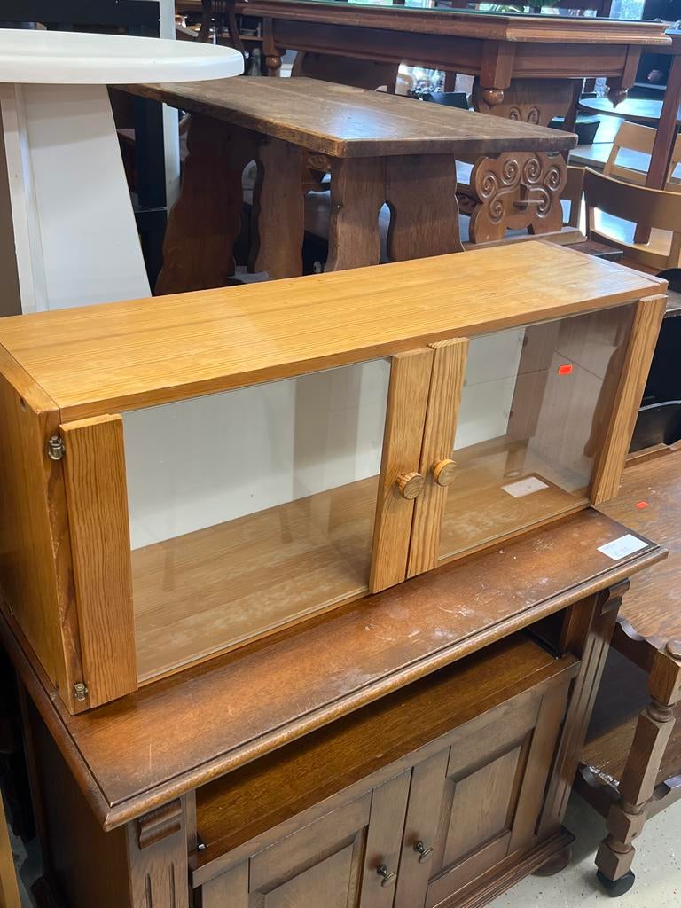 Vintage Wandvitrinekastje, Huis en Inrichting, Kasten | Vitrinekasten, Ophalen, Minder dan 50 cm, Gebruikt, Eikenhout