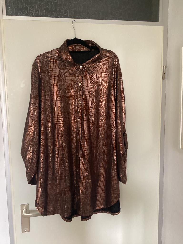 Snakeprint bronskleurig mt48, Kleding | Dames, Grote Maten, Ophalen of Verzenden, Zo goed als nieuw, Overige kleuren, Blouse of Tuniek