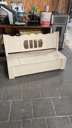 Vintage houten bankje met opbergruimte, Ophalen