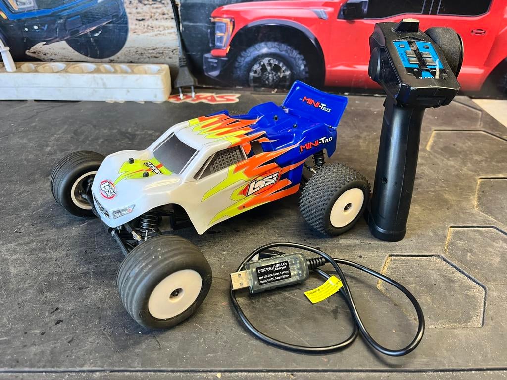 Losi Mini T 2.0 brushed 1/18 RC auto truggy, Hobby en Vrije tijd, Elektro, Auto offroad, Ophalen of Verzenden, Zo goed als nieuw