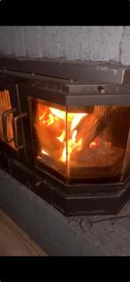 Barbas hoekhoutkachel met ventilator, Ophalen, Gebruikt, Houtkachel, Inbouw