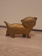 Vintage messing beeld kat, Ophalen of Verzenden, Gebruikt, Dier