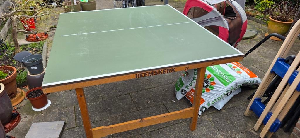 Tafeltennistafel Heemskerk - Gebruikt maar functioneel, Sport en Fitness, Tafeltennis, Ophalen, Gebruikt, Tafel Indoor, Inklapbaar