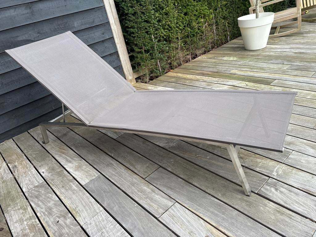 Gloster ligbed - verstelbaar, met wieltjes, RVS, Ophalen, Gebruikt, Metaal, Verstelbaar