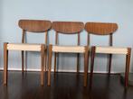 Vintage stoelen teak, Huis en Inrichting, Stoelen, Ophalen, Gebruikt, Drie, Wit