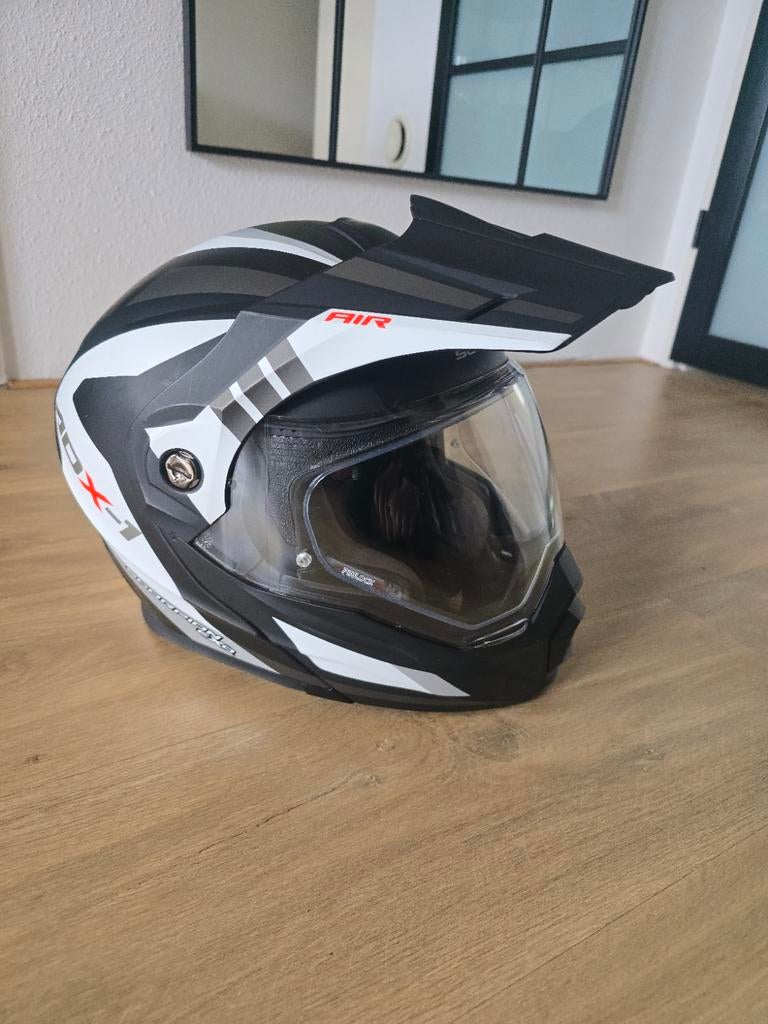 Scorpion ADX-1 Systeemhelm - Zwart/Wit/Grijs - Mt L, Motoren, Overige merken, Systeemhelm, Heren, Ophalen of Verzenden