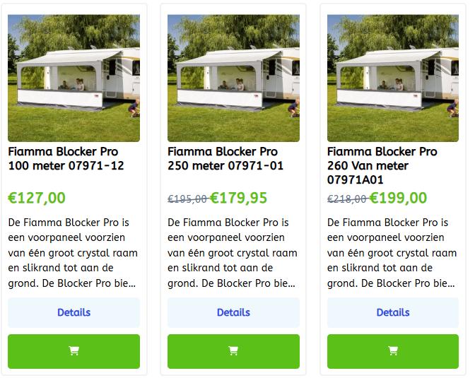 Fiamma Blockers Div. maten vanaf 127euro Fiamma onderdelen, Ophalen of Verzenden, Nieuw