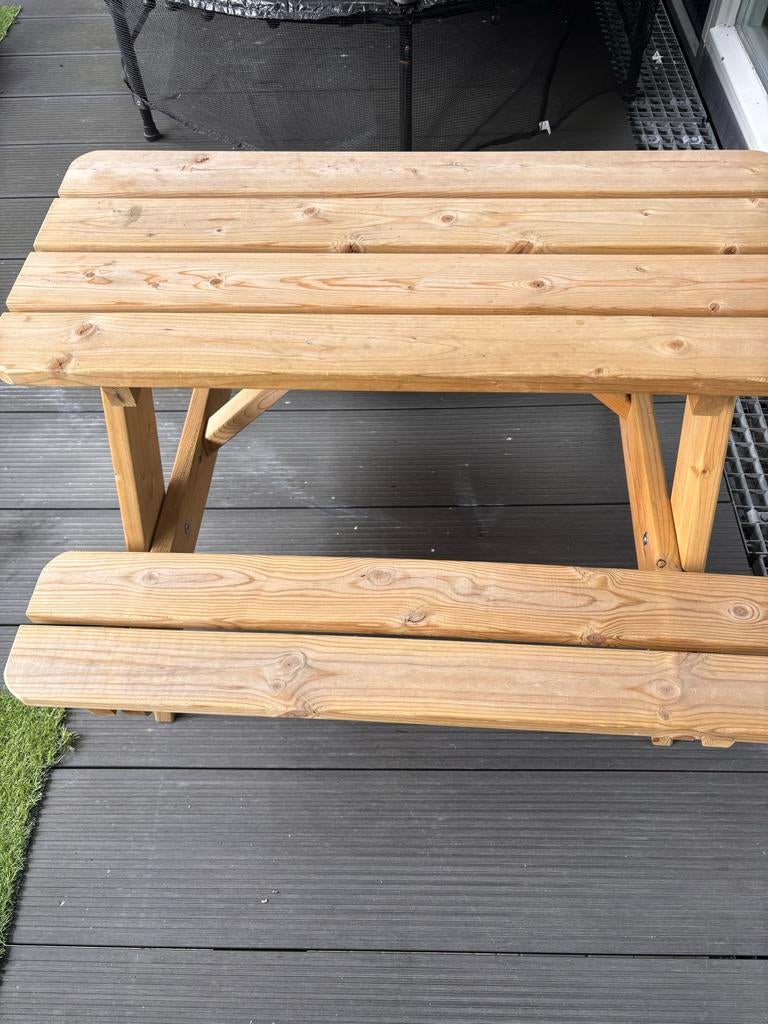 Stevige houten picknicktafel voor kinderen, Tuin en Terras, Picknicktafels, Gebruikt, Rechthoekig, Hout, Ophalen