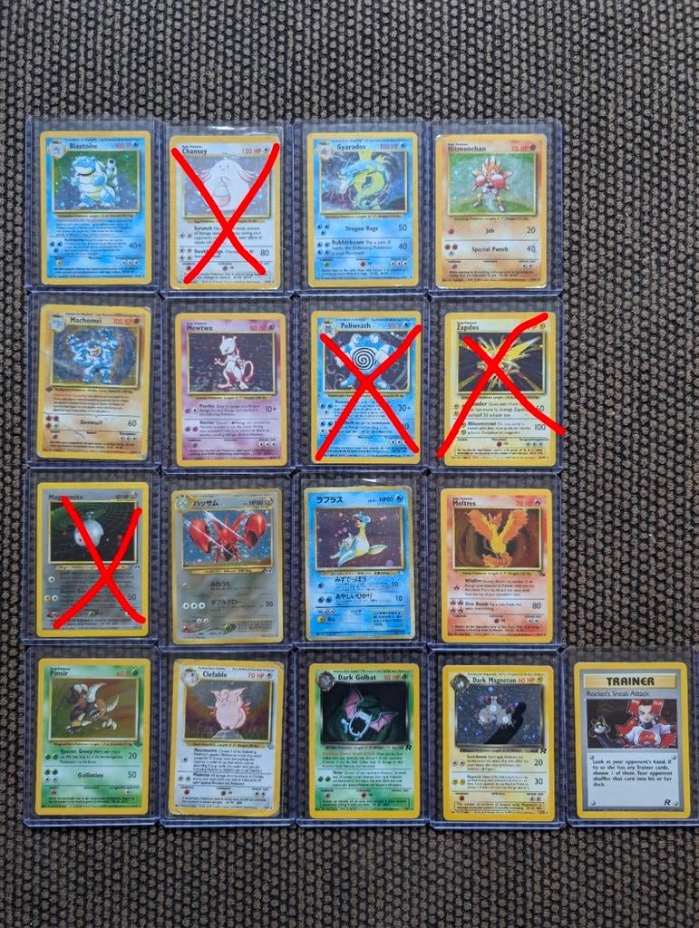 Lot 13 Vintage Holo Pokemon Kaarten (mix), Ophalen of Verzenden, Gebruikt, Meerdere kaarten, Foil