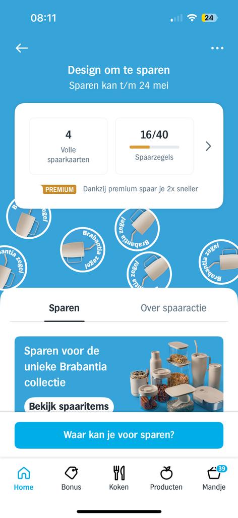 4 spaarkaarten AH Brabantia, Verzamelen, Supermarktacties, Albert Heijn, Ophalen