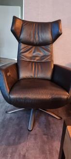 Leren relax fauteuil op accu kleur zwart, Ophalen, Leer, 50 tot 75 cm