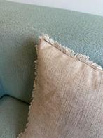 Mooie linnenlook kussens met kleine ruffle, Ophalen of Verzenden, Nieuw, Beige, Vierkant