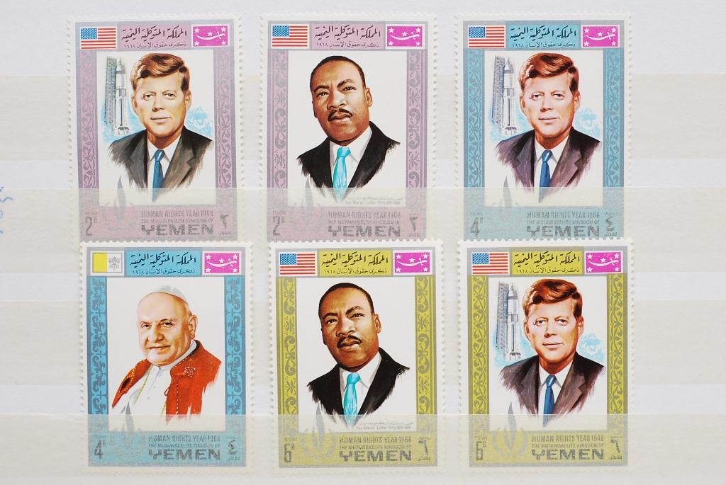 John F. Kennedy / Martin Luther King - Yemen 1968, Postzegels en Munten, Postzegels | Amerika, Verzenden, Postfris, Noord-Amerika