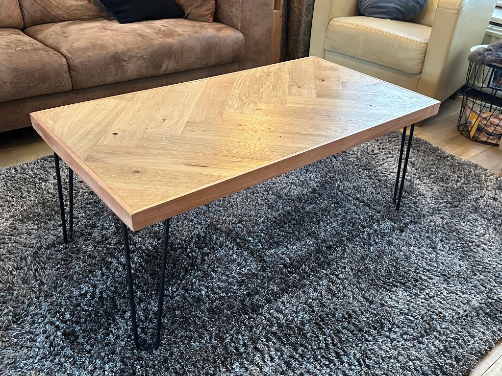 Salontafel visgraat, Huis en Inrichting, Tafels | Salontafels, Ophalen, 100 tot 150 cm, Eikenhout, Nieuw