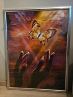 Diamant Painting Vlinder in Zilverkleurige Lijst (80x60 cm), Hobby en Vrije tijd, Ophalen