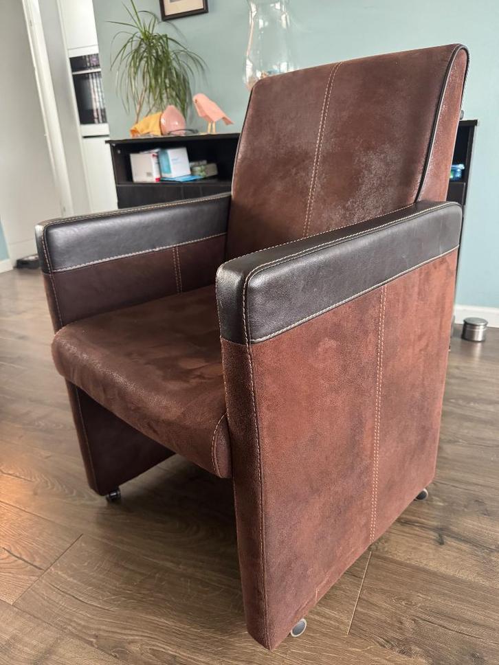 Eettafel stoelen – set van 4, Huis en Inrichting, Stoelen, Gebruikt, Vier, Leer, Bruin, Ophalen