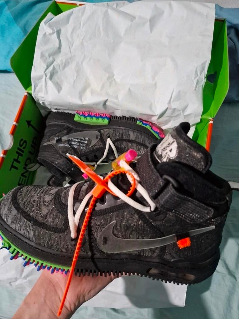 Nike Air Force 1 Mid x Off-White Black, Zwart, Ophalen of Verzenden, Sneakers of Gympen, Nike x Off-White