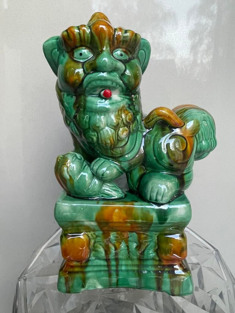 “Vintage Chinese Fu Dog/keramiek/groen geglazuurd/nieuw, Antiek en Kunst, Ophalen