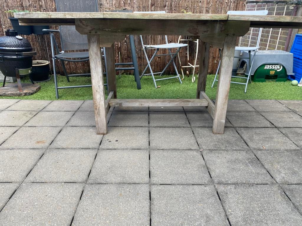 Hardhouten tuintafel, Ophalen of Verzenden, Gebruikt, Ovaal, Teakhout