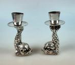 Verzilverde kandelaars F. Abela & Sons,  vissen, Ophalen of Verzenden, Zilver