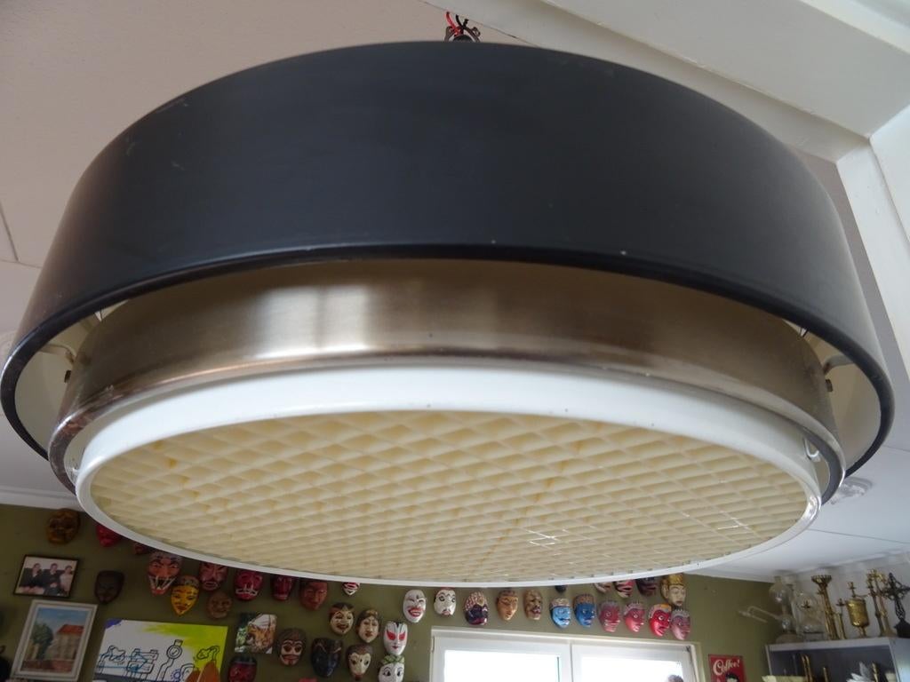 Vintage design hanglamp Hiemstra Evolux mod 8063 Space age, Space Age, Gebruikt, Hiemstra Evolux, Ophalen of Verzenden