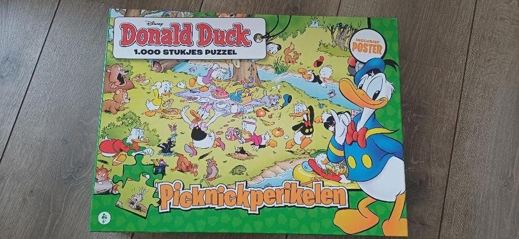 Donald Duck puzzel 1000 stukjes picknick, Ophalen, 500 t/m 1500 stukjes, Zo goed als nieuw, Legpuzzel