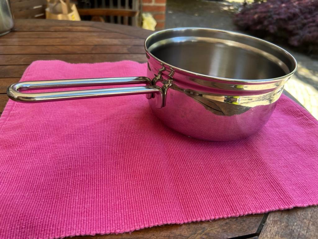 t.k.BK RVS steelpan 16cm INDUCTIE, Ophalen, Zo goed als nieuw, Rvs, Kookpan of Snelkookpan