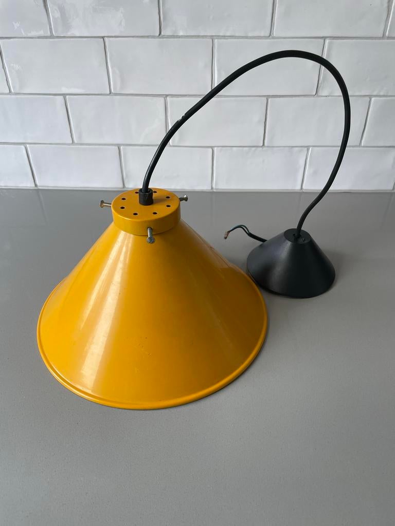 Retro Plafondlamp Jaren '70 - Geel, Huis en Inrichting, Lampen | Hanglampen, Ophalen of Verzenden, Gebruikt, Metaal, Minder dan 50 cm