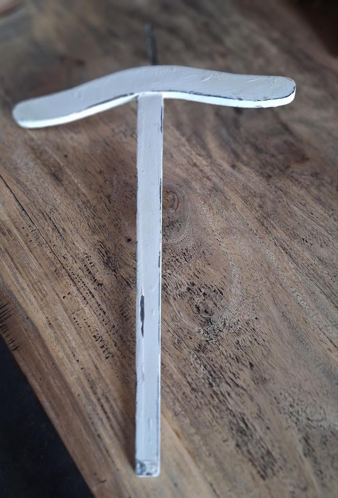 Brocante houten kleerhanger wit, Antiek en Kunst, Ophalen of Verzenden