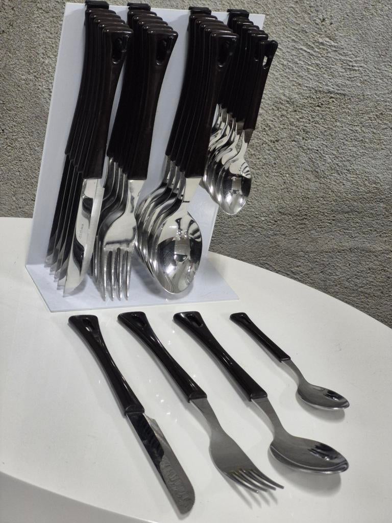 Abert italy inox /cr vintage bestekset 25 delig op houder, Ophalen of Verzenden, Zo goed als nieuw, Bestekset