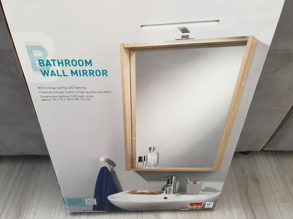 Livarno badkamerspiegel met LED verlichting, Ophalen of Verzenden, Nieuw, Bruin, Overige typen