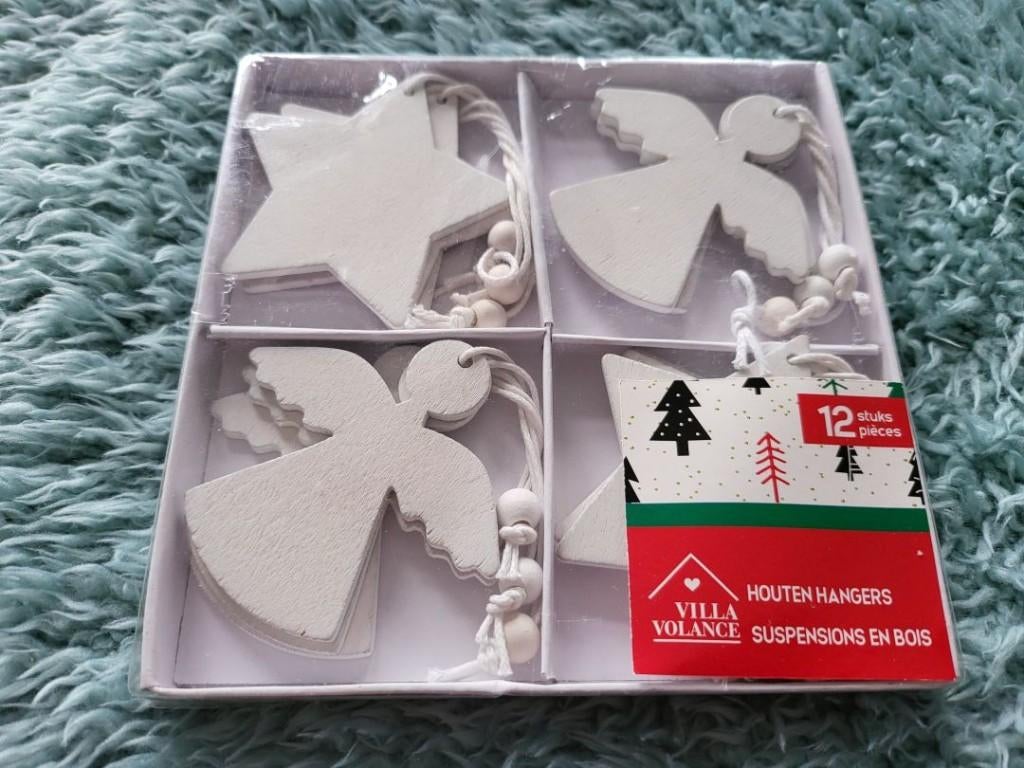 12 houten hangers voor in de kerstboom, Ophalen of Verzenden, Nieuw
