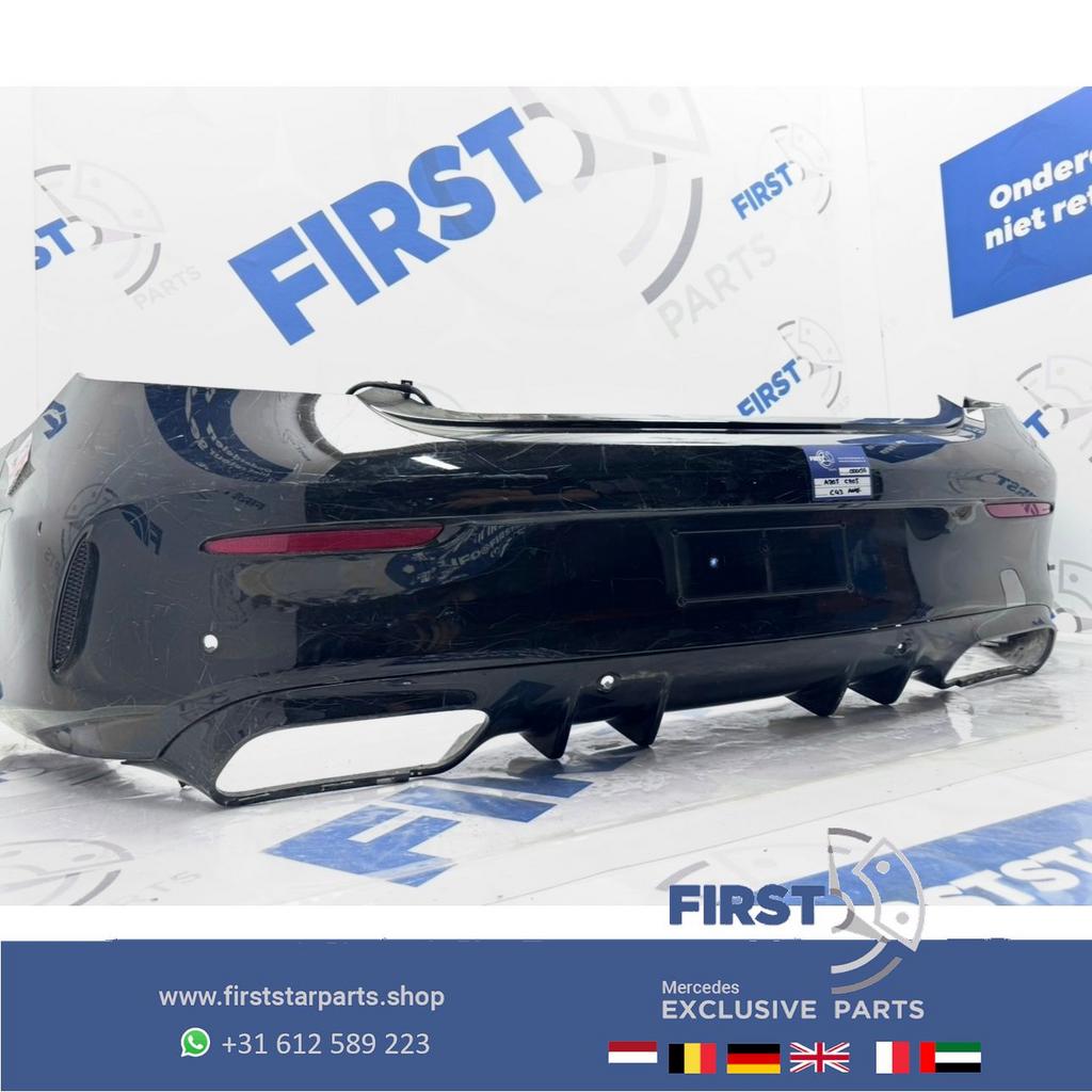 C205 C63 AMG ACHTERBUMPER zwart wit grijs Mercedes C Klasse, Gebruikt, -, Ophalen of Verzenden, Achter
