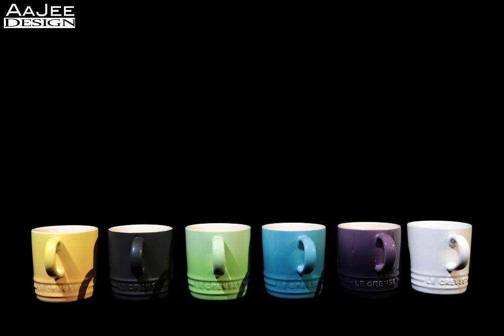 Le Creuset – set van 6 espressokopjes – OUDE KLEUREN, Ophalen of Verzenden, Zo goed als nieuw, Overige stijlen, Kop(pen) en/of Schotel(s)