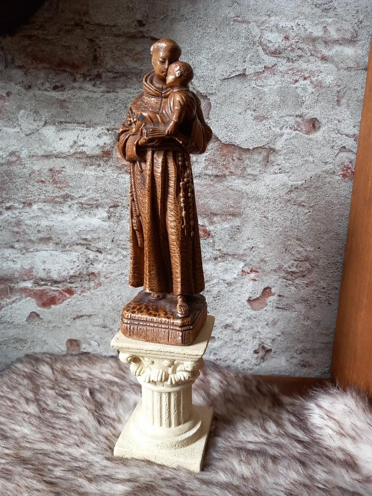 Brocant heiligenbeeldje Antonius  gips, Antiek en Kunst, Ophalen of Verzenden