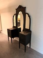 Antieke kaptafel met marmeren bladen en drievoudige spiegel, Antiek en Kunst, Ophalen