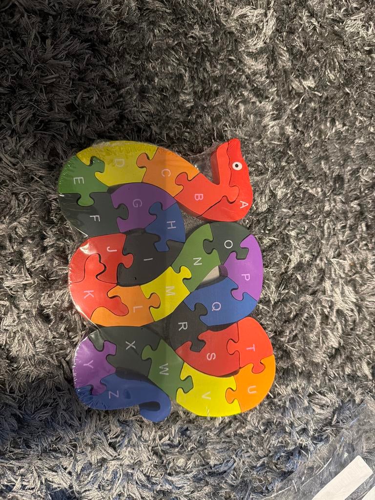 Houten Slang Puzzel: Alfabet & Cijfers Educatief Speelgoed, Ophalen of Verzenden, Nieuw, Puzzelen