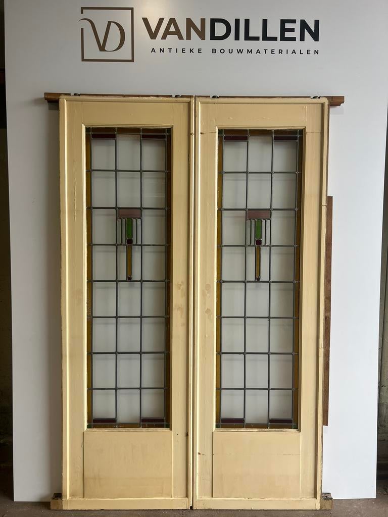 Oude ensuite kamer deuren glas in lood art deco gaaf!