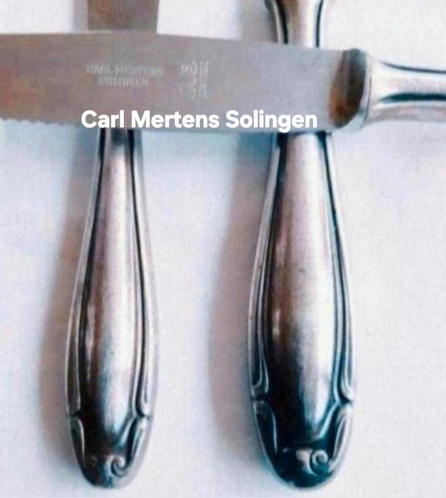 Carl Mertens Solingen messen dikke bewerkte handvatten, Antiek en Kunst, Ophalen of Verzenden
