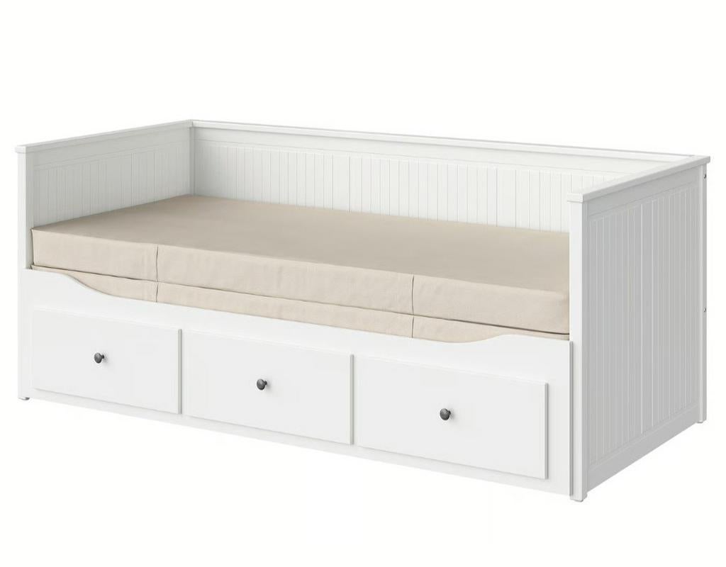 IKEA Hemnes Bedbank - Wit - Uitschuifbaar met 3 lades, Ophalen, Wit, Tweepersoons, 80 cm