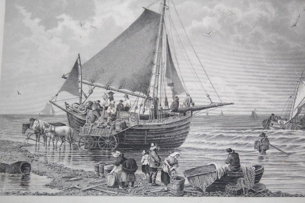 19e eeuwse ets (?) Scheveningen, Antiek en Kunst, Kunst | Etsen en Gravures, Ophalen of Verzenden