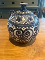Vintage Vaas met Blauw-Wit Decor, Ophalen of Verzenden
