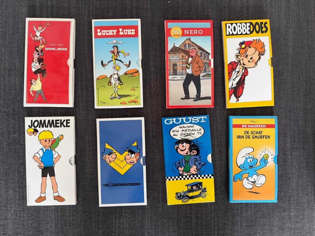 8 Koninklijke munten van België van stripfiguren, Ophalen of Verzenden, Metaal, Setje