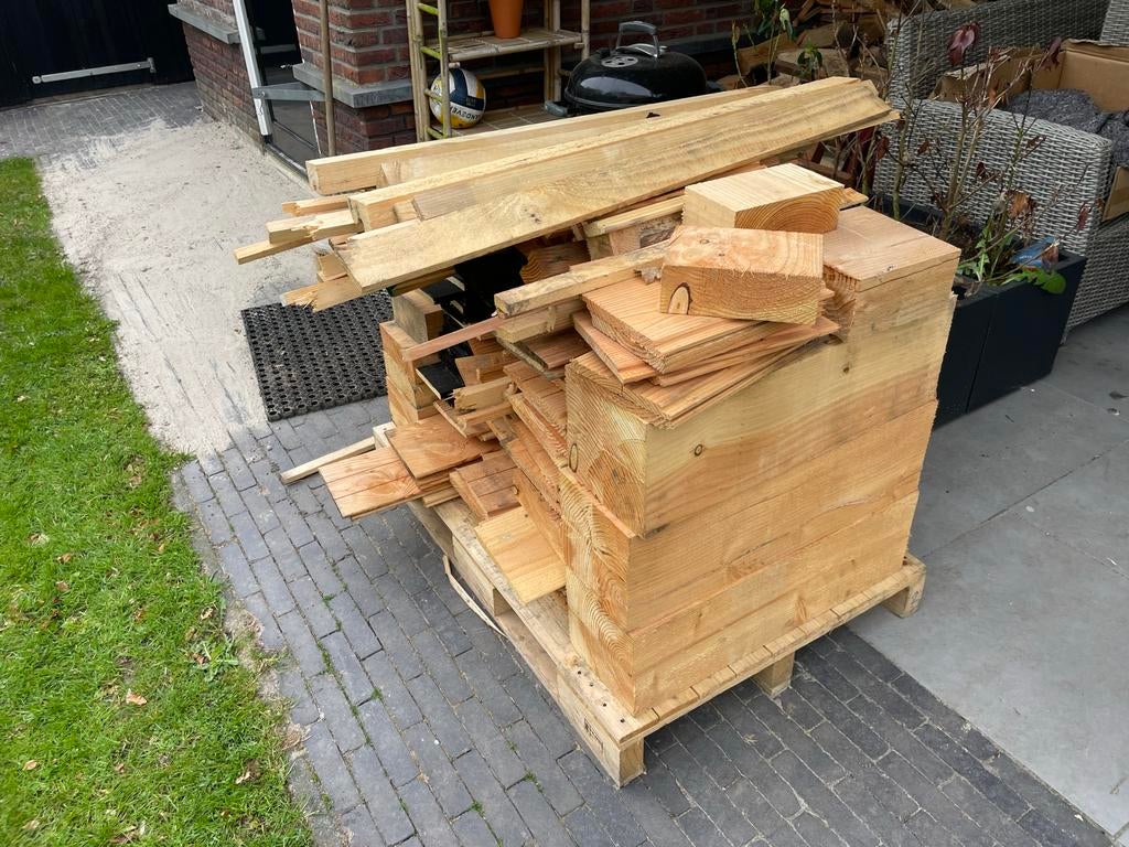 Diverse partij hout: balken, planken en meer, Ophalen, Gebruikt, 25 tot 50 mm, Overige typen