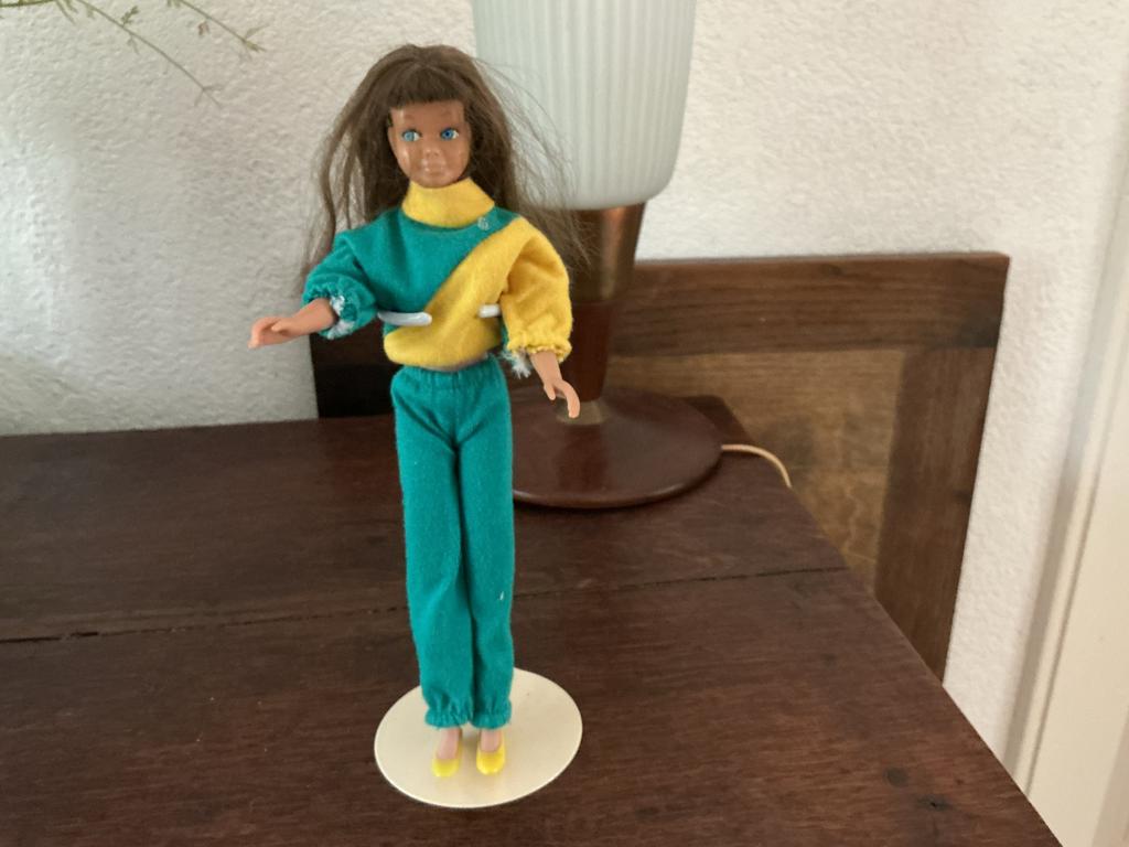 Skipper met bruin haar en geel-groen pakje en gele schoenen, Ophalen of Verzenden, Gebruikt, Overige typen