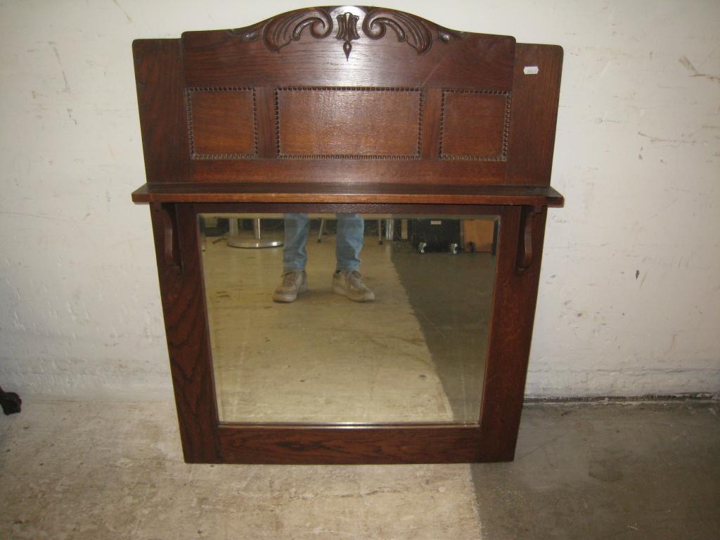 Antieke eikenhouten facet geslepen spiegel 73x93, Niet ingevuld, Gebruikt, Niet ingevuld, Niet ingevuld