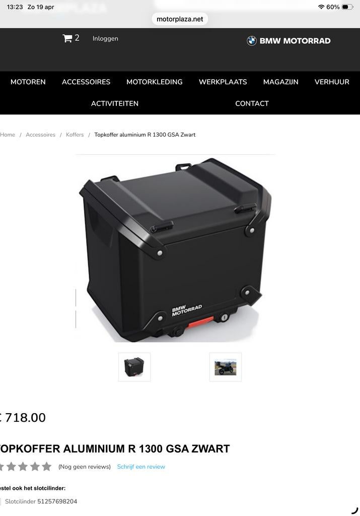 Nieuwe originele BMW R1300 GSA topkoffer compleet, Motoren, Accessoires | Koffers en Tassen, Ophalen of Verzenden, Nieuw