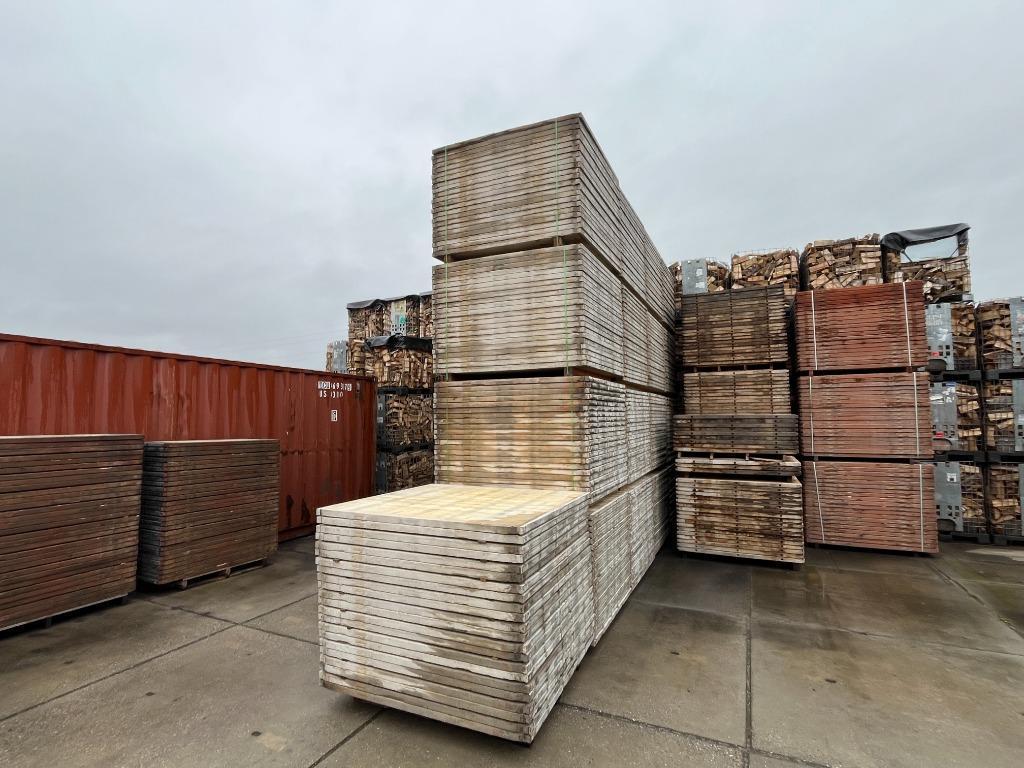 Mooie houten steenschotten 132x140 wand, vloer, terras, Ophalen of Verzenden, Gebruikt, Hout