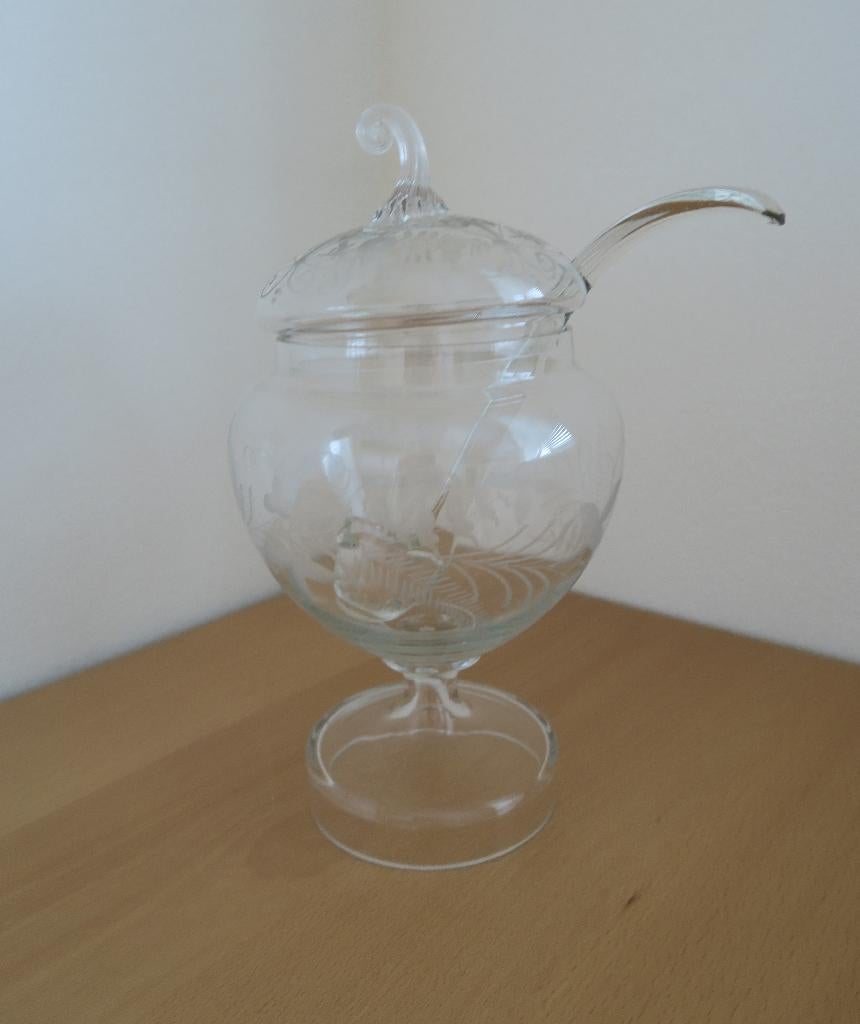 Antiek kristal glazen (vruchten) bowlpot, Antiek en Kunst, Antiek | Glas en Kristal, Ophalen of Verzenden
