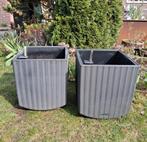 Buitenpotten bloembakken grijs riet motief pot plantenpot, Ophalen, Kunststof, Gebruikt, Minder dan 60 cm